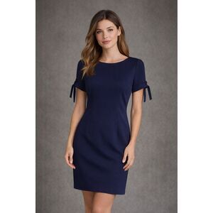 Karl Lagerfeld Navy Knee Length Short Sleeve Cocktail Dress Size 2 757